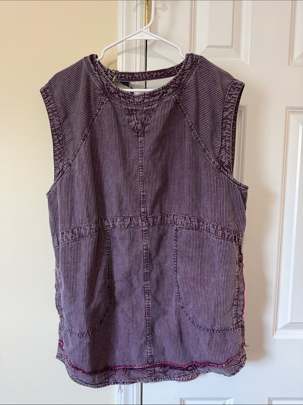 We The Free Sleeveless Railroad Stripe Tunic in Dusty Plum